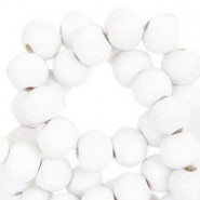 Wood beads round 6mm White